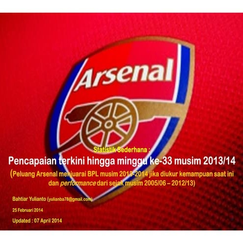 Pencapaian Arsenal hingga minggu ke-33 2013/2014