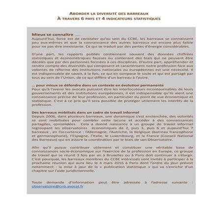 Statistiques CCBE 2015