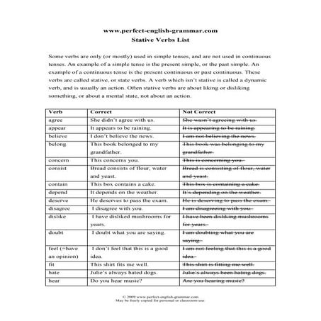 Stative and dynamic verbs | PPTX