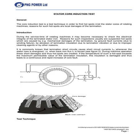 Stator core induction test