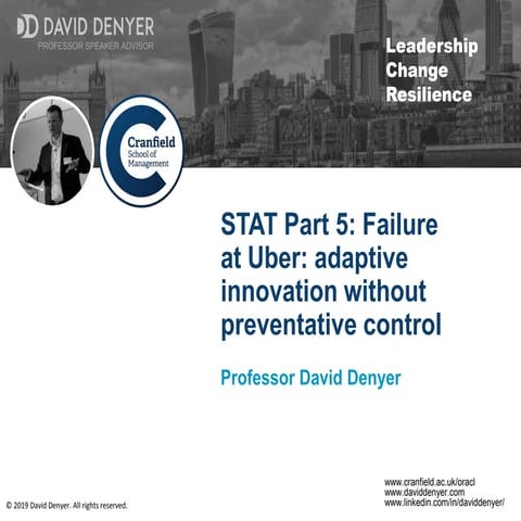 STAT Part 5: Failure at Uber: adaptive innovation without preventative control