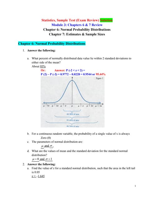 Solution to the Practice Test 3A, Chapter 6 Normal Probability Distribution
