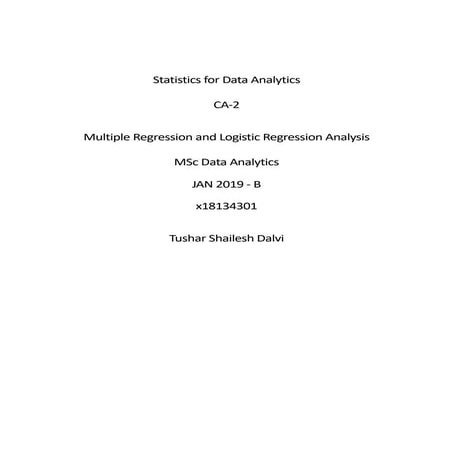 Statistics for Data Analytics