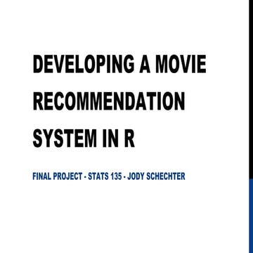 Developing and Movie Recommendation System in R
