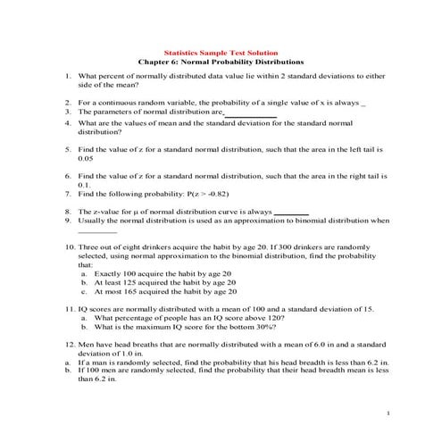 Practice test 3A, Normal Probability Distribution