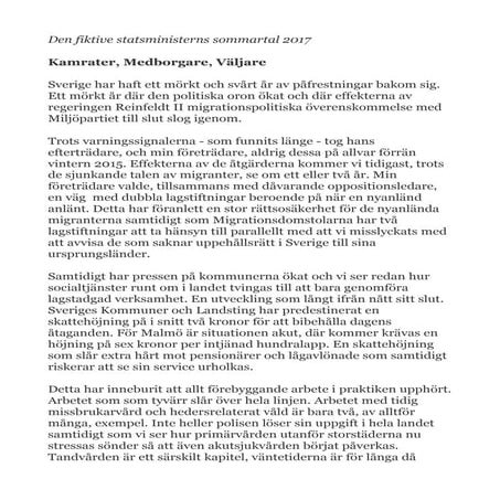 Den fiktive statsministerns tal 2017 utskriftsvänlig