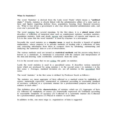 Statistics / Quantitative Techniques Study Material