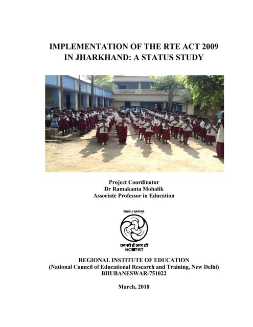 Status of implementation of the rte act 2009 in jharkhand