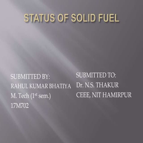 Status of solid fuel