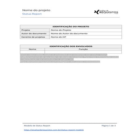 Modelo de Status Report do Projeto (pronto PMBOK) | PDF