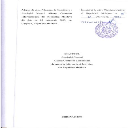 Statutul Aliantei CCAII din Moldova | PDF