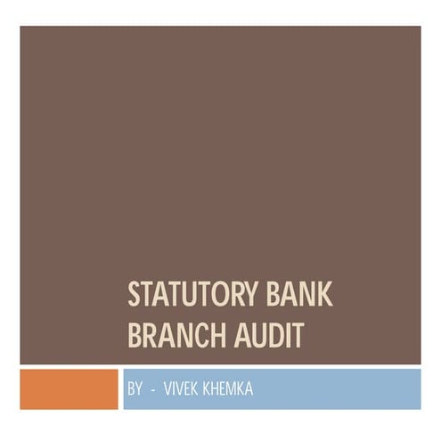Statutory Bank Branch Audit 