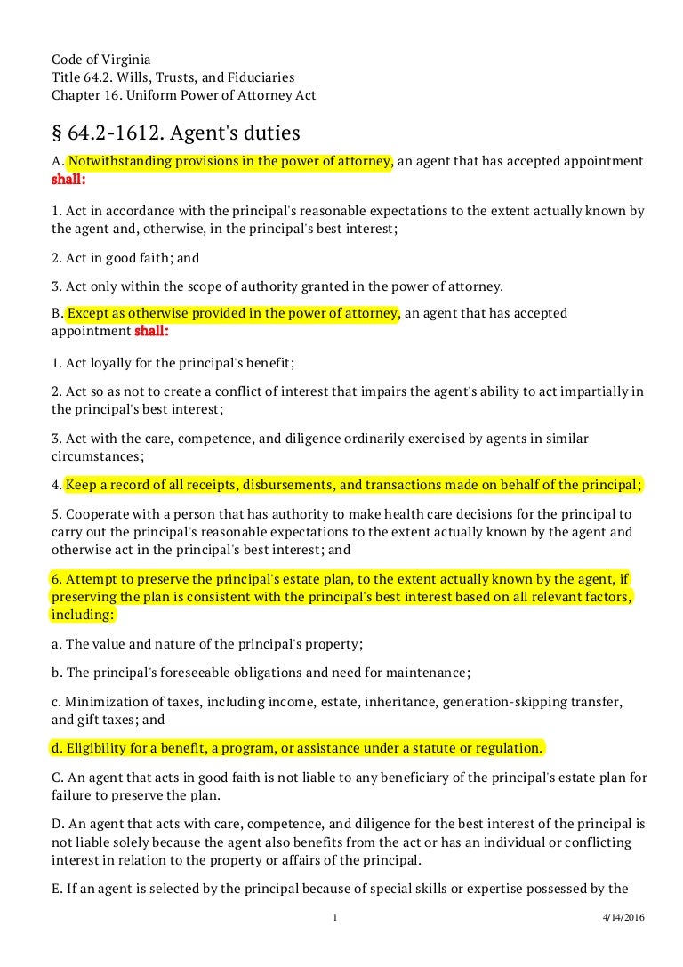 Statutory duties of agent