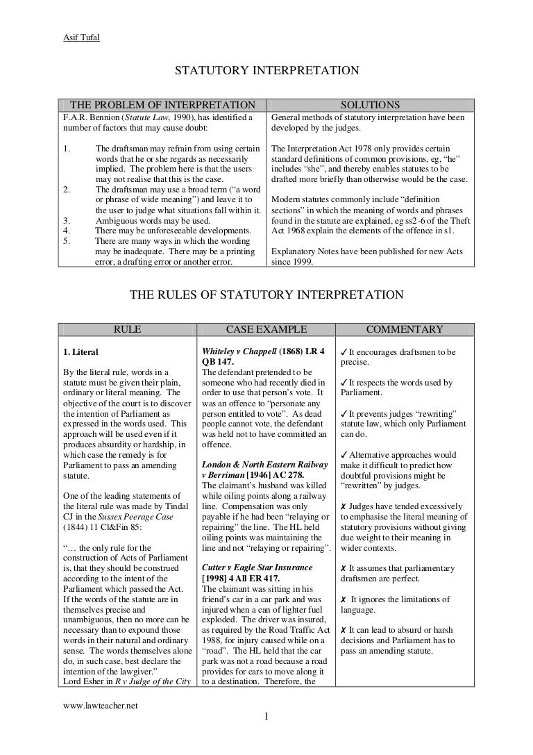 Statutory interpretation