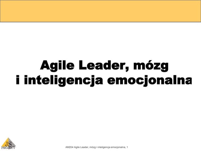 Agile Leader, mózg i inteligencja emocjonalna - Jerzy Stawicki @ Agile Management 2014 Poland