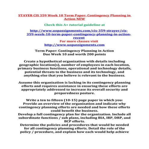 Stayer cis 359 week 10 term paper