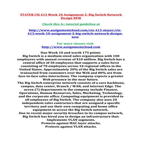 Stayer cis 413 week 10 assignment 2