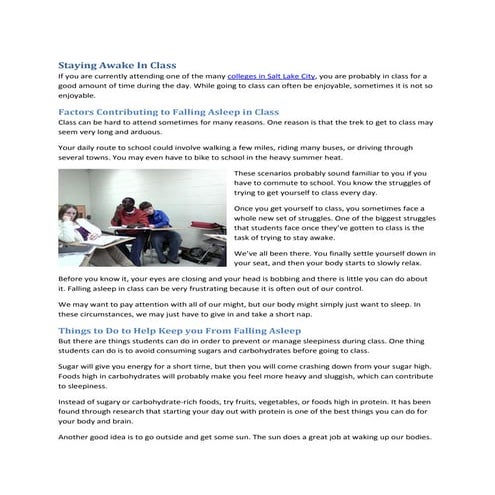 Staying awake in class