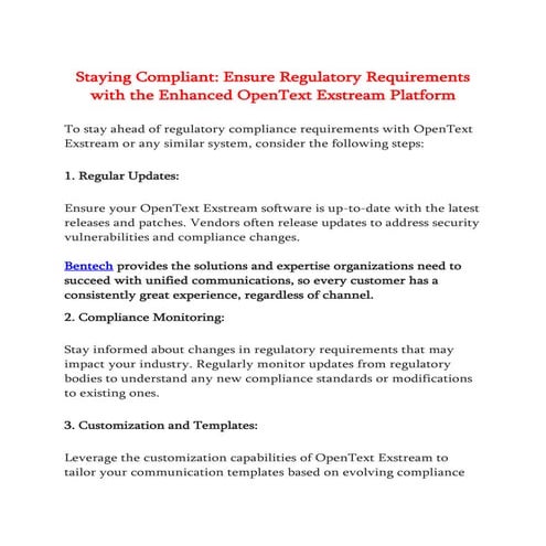 Staying Compliant Ensure Regulatory Requirements with the Enhanced OpenText E...