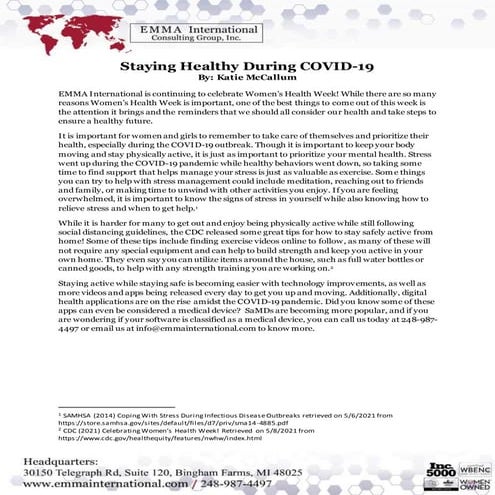 Staying Healthy During COVID-19