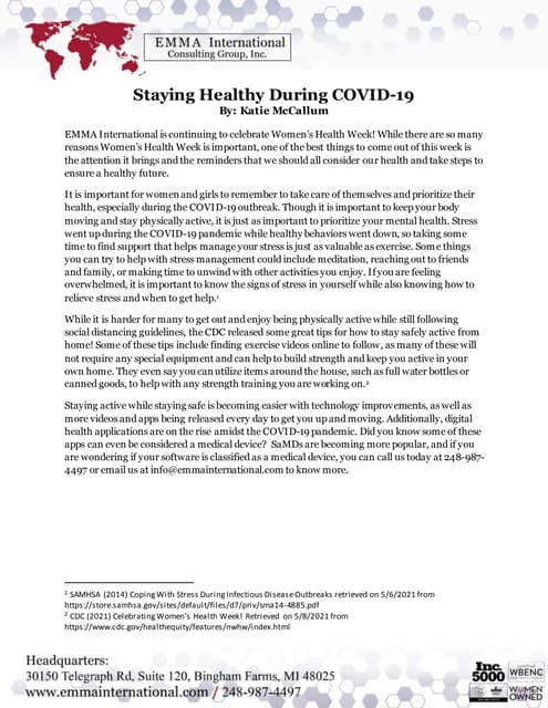Staying Healthy During COVID-19