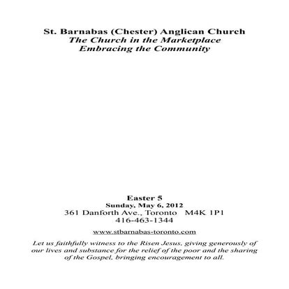 St Barnabas 6 May 2012 Bulletin/Leaflet