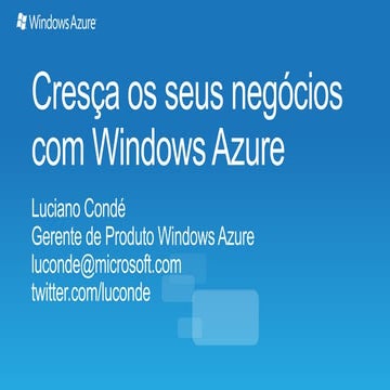 STB Tour - Cresça os seus negócios com Windows azure