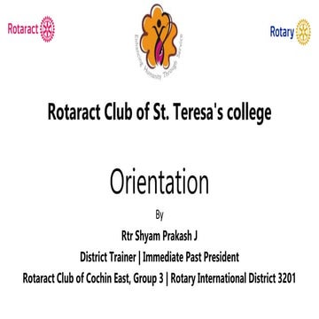 Rotaract Orientation by Rtr Shyam Prakash J