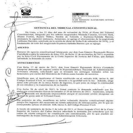 STC - Expediente Nº 02375-2014-AA-TC - Los honorarios profesionales son inemb...