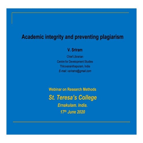 Academic integrity and preventing plagiarism