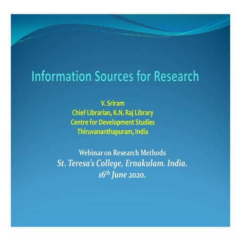 Information Sources for Research