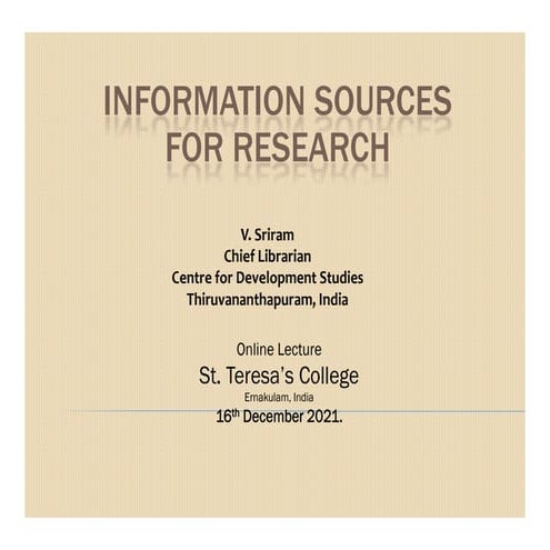 Information Sources for Research 
