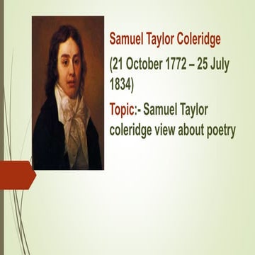 Samuel Taylor coleridge view about poetry