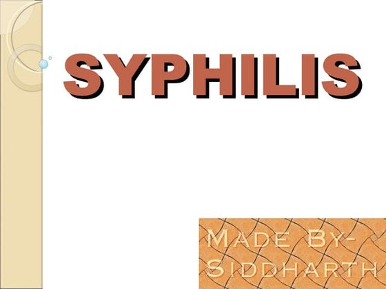 Syphilis | PPTX | Infectious Diseases | Diseases and Conditions