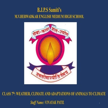 Std 7th Science Chapter 7 WEATHER, CLIMATE AND ADAPTATIONS OF ANIMALS TO CLIM...