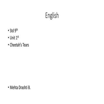 Std 9th unit 1 Cheetah's Tears