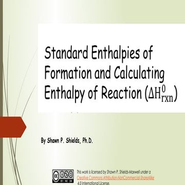 Standard Enthalpy Formation