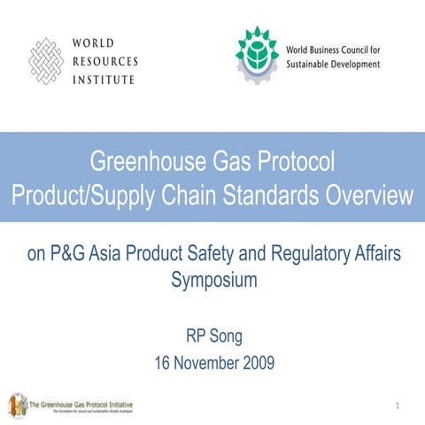 GHG Protocl Supply Chain and Product Standard High Level Overview | PPTX