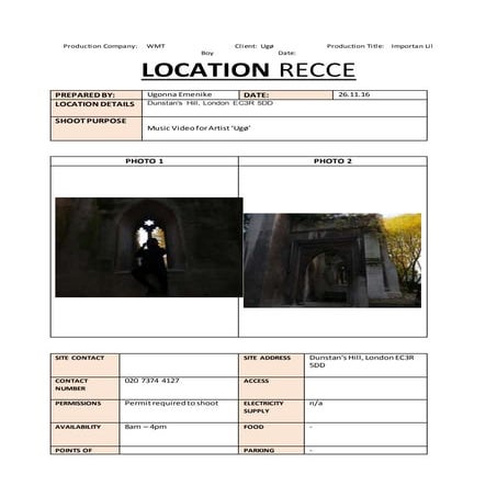 Pre Production Schedule | DOCX