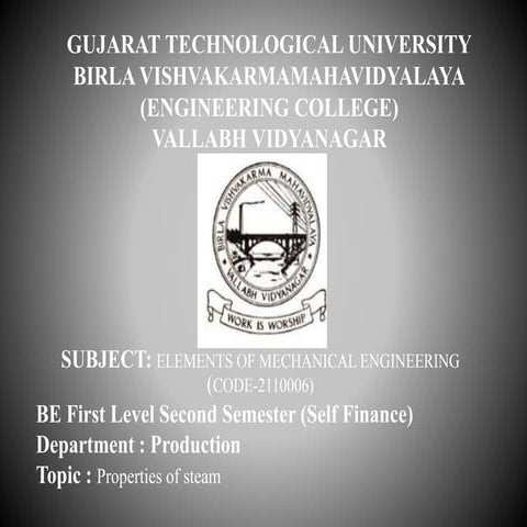 Steam and its properties