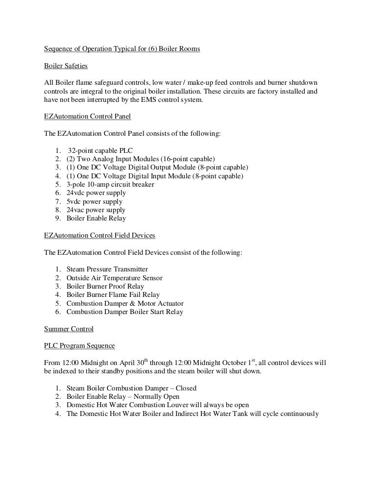 Steam Boiler Sequence Of Operation