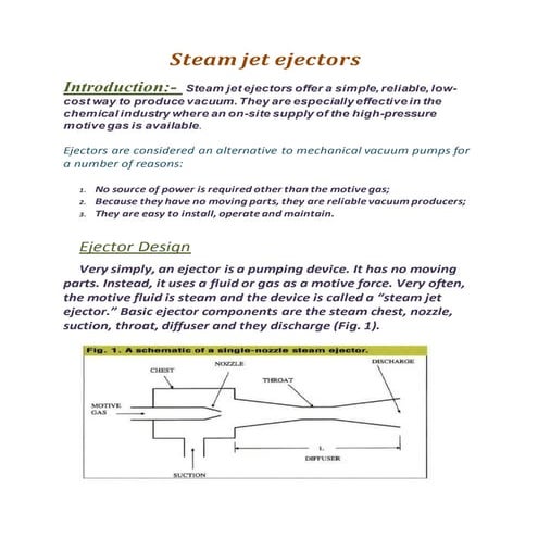 Steam jet ejectors