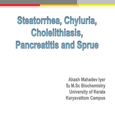 Steatorrhea, Chyluria, Gallstone (Cholelithiasis), Pancreatitis (Chronic and ...