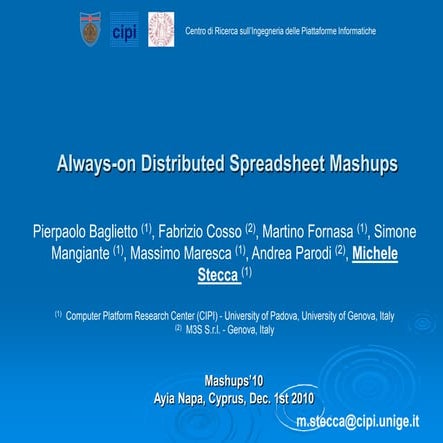Always-on Distributed Spreadsheet Mashups