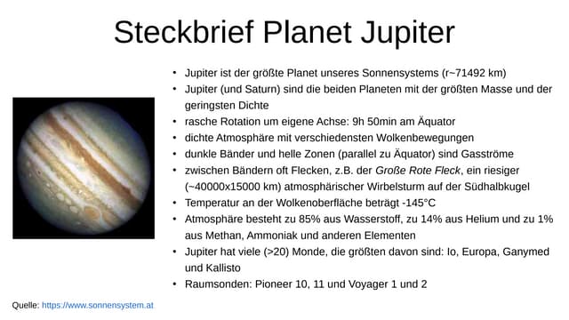 Steckbrief Planet Jupiter  PPT