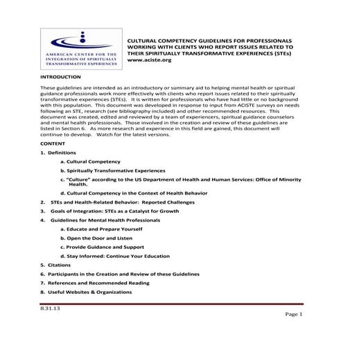 STE Competency Guidelines for Professionals - Spiritually Transformative Expe...