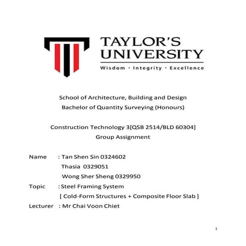 Steel framing system report
