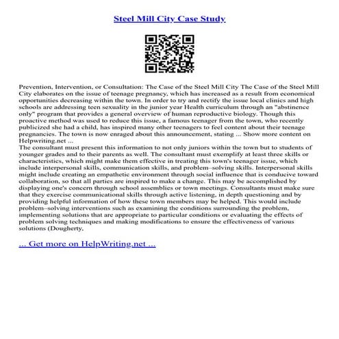 Steel Mill City Case Study