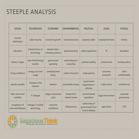 STEEPLE Analysis (used with SWOT)