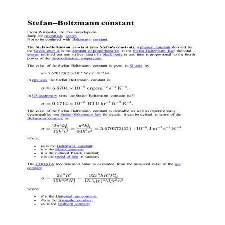 Stefan–boltzmann Constant | DOCX